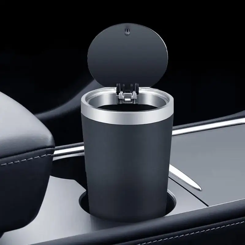 Compact Leakproof Mini Car Trash Can with Easy-Press Pop-Up Lid Durable Odor-Blocking Waterproof ABS Bin for Cup Holders Storage