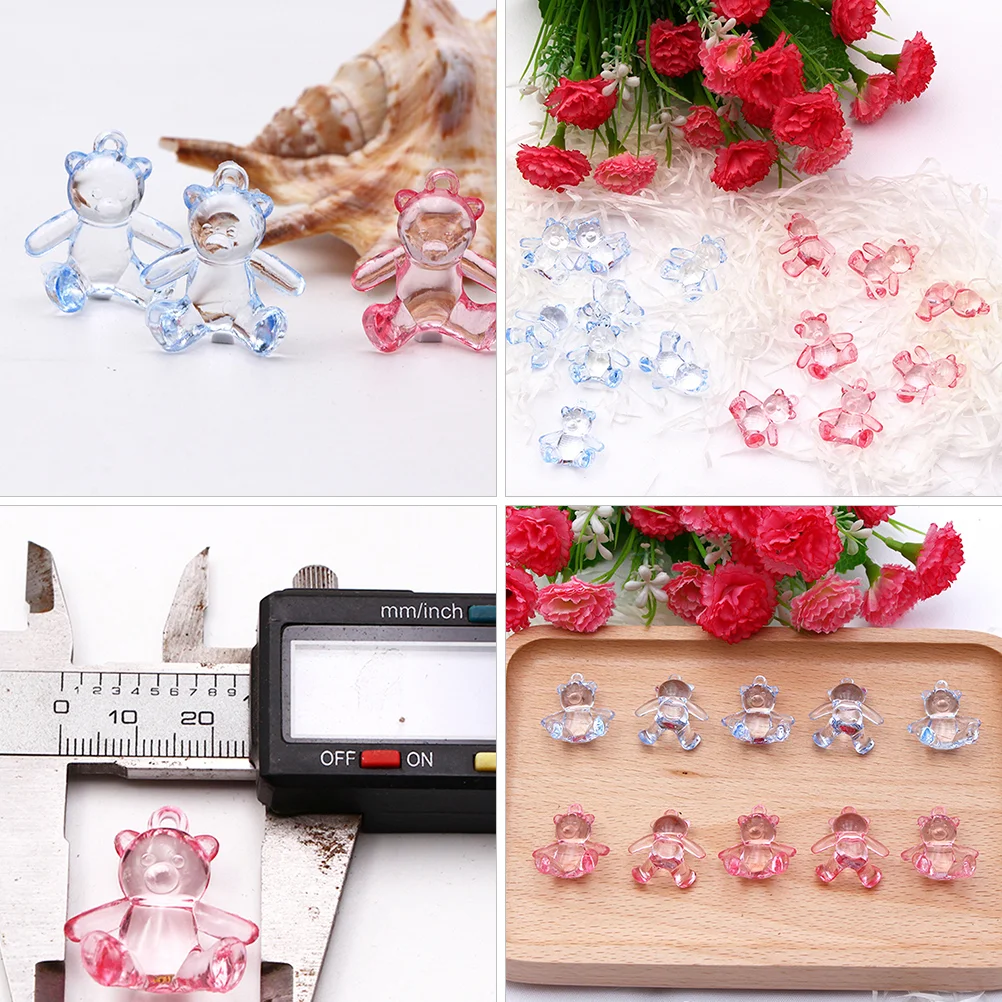 48 Pcs Boy Gifts Acrylic Bear Baby Shower Charm Jewelry Craft Making Charms Accessories DIY Handmade Bracelet Photo Frame Child