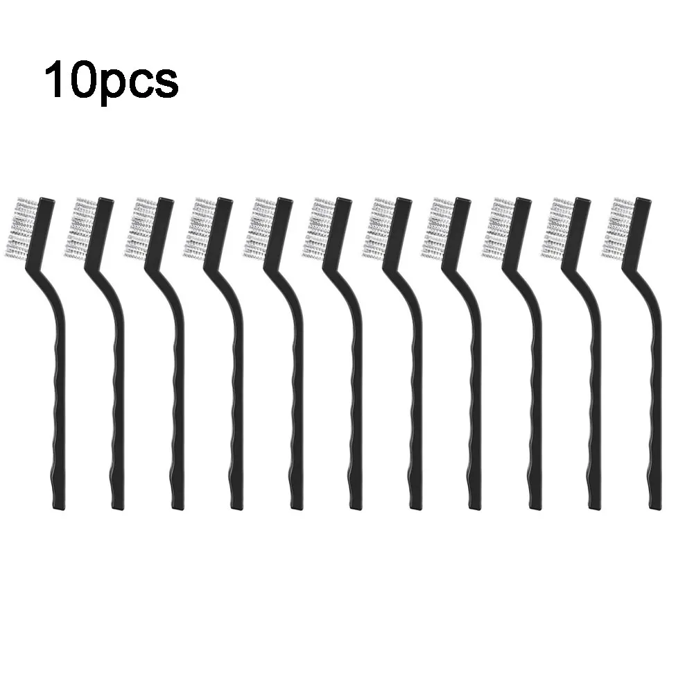 10pcs 7inch Stainless Steel Copper Wire Brushes Rust Scrub Remove Cleaning For Maintenance Molds Machinery Hand Tools