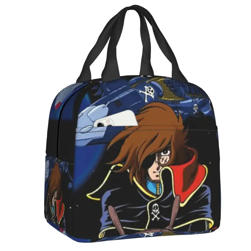 

Anime Space Pirate Captain Harlock Insulated Lunch Bag for Women Resuable Cooler Thermal Lunch Tote Kids School Children