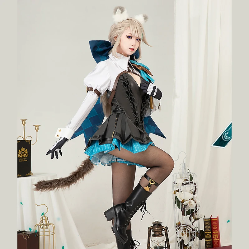 Genshin Impact Cos Lynette Cosplay Cute Magician Assistant Black Female dress Game same clothing New Costume A