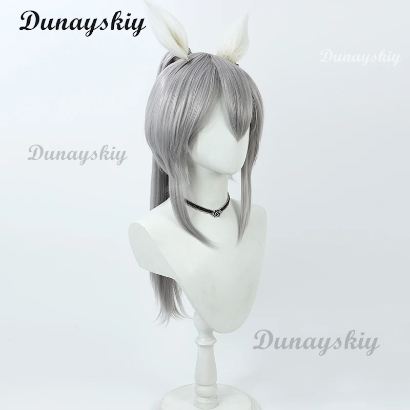 Tamamo Cross Anime Uma Musume Cosplay Wig Anime Game Role-playing Synthetic Grey Hair Halloween Party Costumes Props view 5