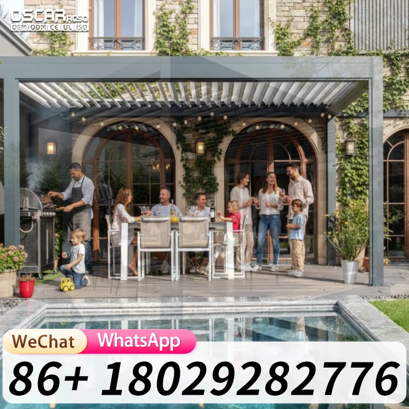 Automatic Outdoor Waterproof Motorized Aluminum Gazebo Pergola for Garden Backyard Patio pergola