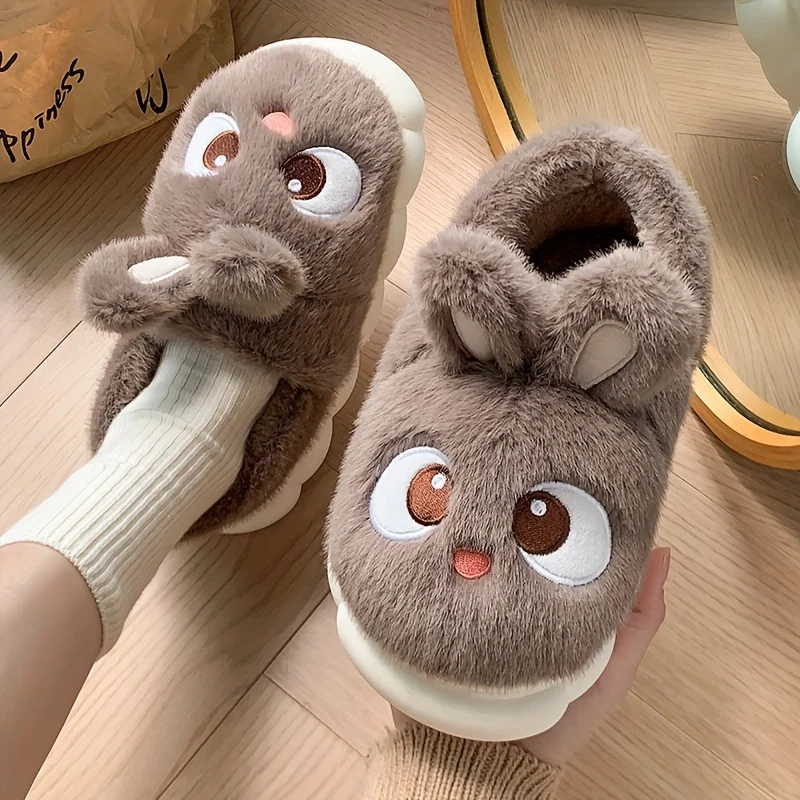 Women'S Plush Fuzzy Checkered Slippers Casual Slip-On Indoor House Shoes with Soft Fabric Lining Comfortable PVC Sole All-Season