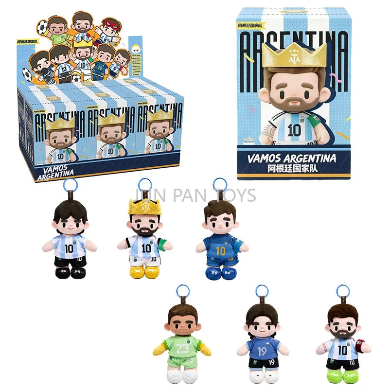 Caja Sorpresa Original de la Selección Nacional de Argentina AFA, Llavero con Colgante de Peluche del Futbolista Lionel Messi, Muñeco Coleccionable