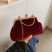 Bolso de mano de noche de diseño de lujo para mujer, bolso de hombro con Clip pequeño para fiesta de cena, bolso cruzado con cadena Retro para mujer
