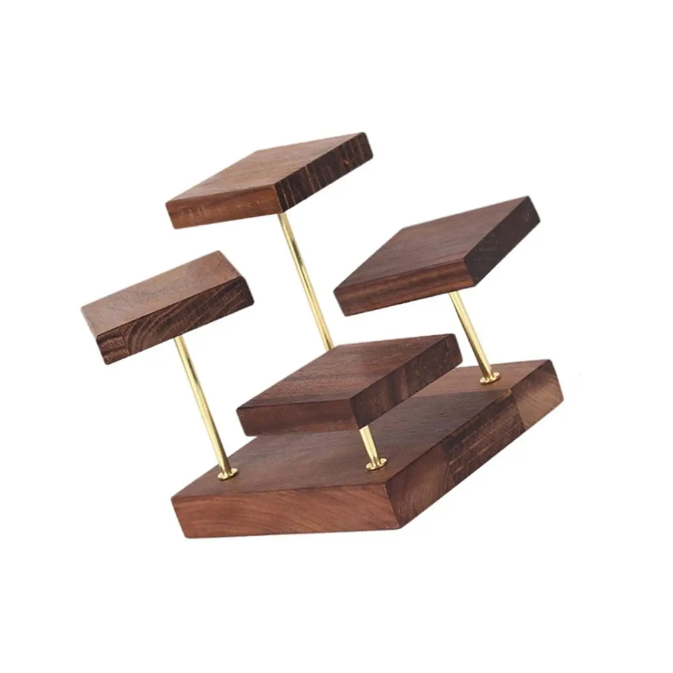 

Walnut Jewelry Display Stand Four-Layer for Rings Retail Display Women Girls