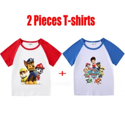 2025 Summer Children Cartoon Cotton T-shirt for Boy PAW Patrol Printing Boys T Shirt Girls Tops Tees Kids Clothes 1-8 Years old