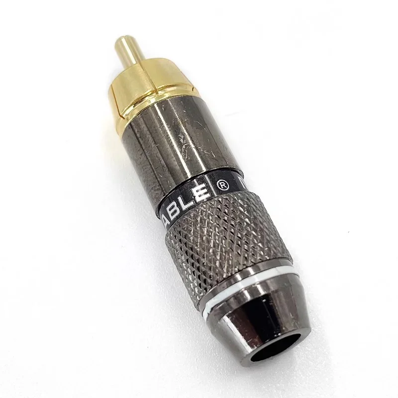 2Pcs Musical RCA Connector Plug Cable Hole 6MM Gold Plated Jack Adapter for Audio Video Speaker Cable