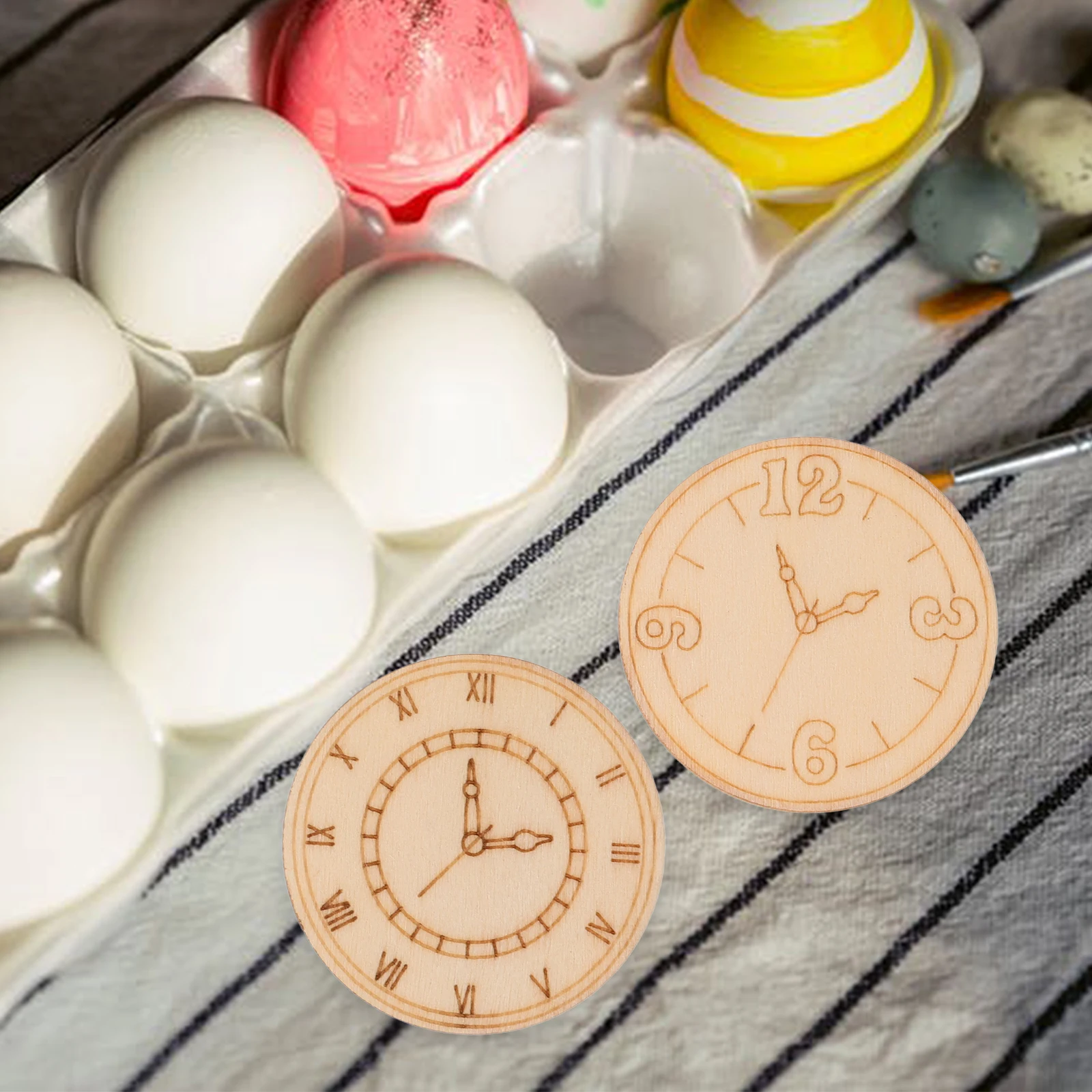 

16pcs Hollow Unfinished Wooden Chips Clock Decoration Unfinished Cutouts Vintage Diy Graffiti Slices Painting Crafts