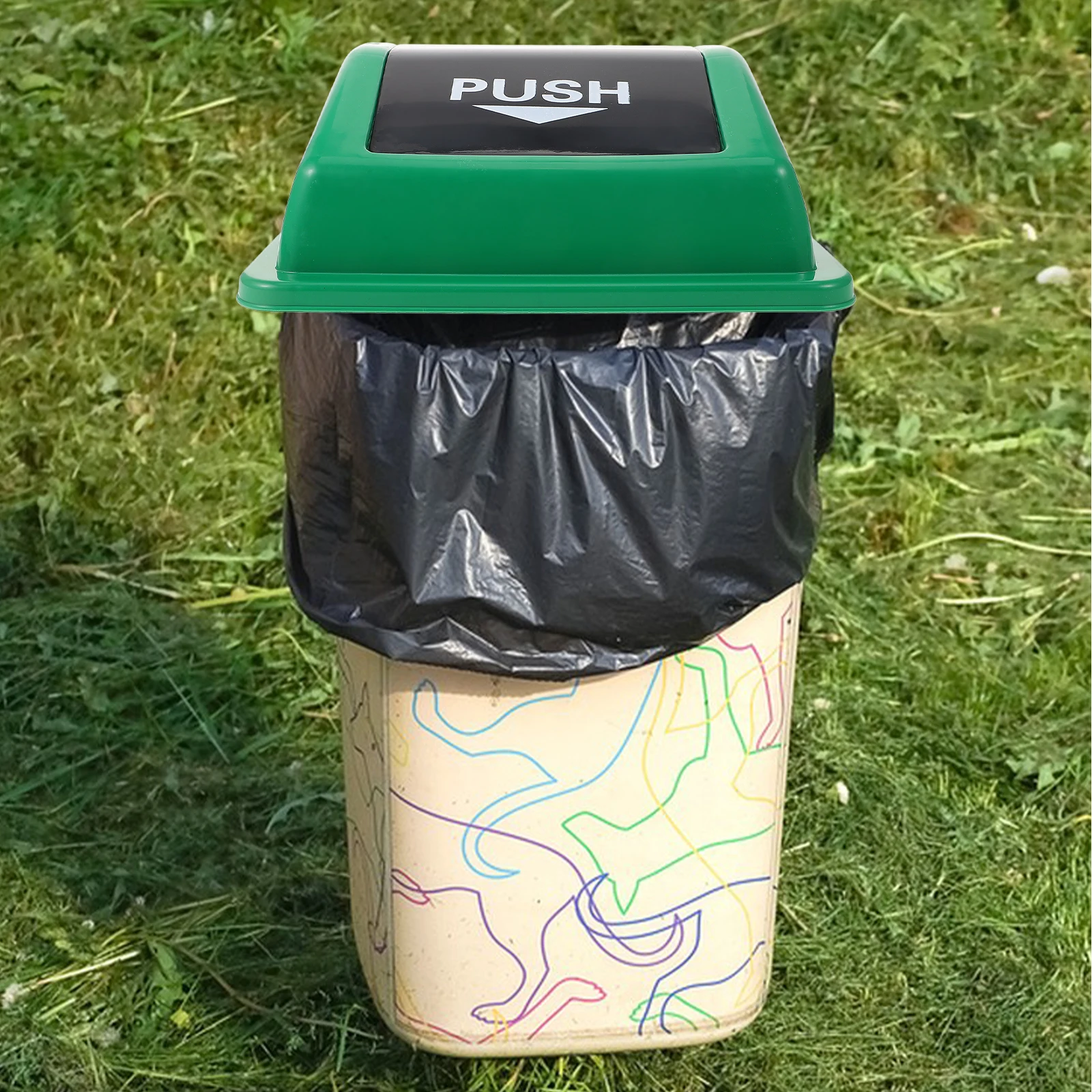 

Long-Lasting Rectangular Trash Bin Lid Simple Design Liquid Leakage Prevention Kitchen Garbage Can Cover User-Friendly