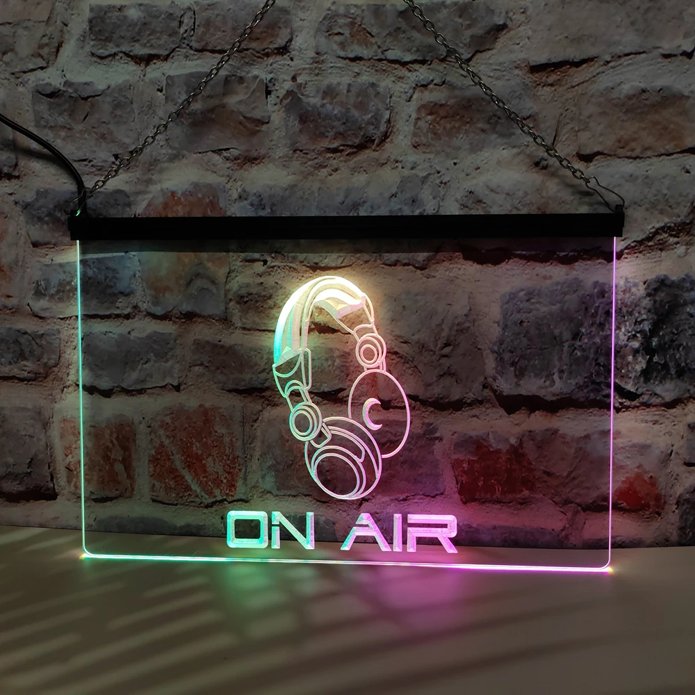 On Air Headphone Headset Studio-LED Neon Sign Featuring Colorful Flowing Effect,Perfect for Home Decoration and Creating Party