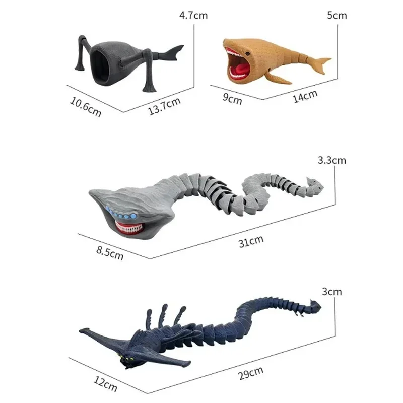 1/4pcs 3D Printing Sea Eater Action Figure Model Toy Doll Christmas Gift Joint-movable Deep Sea Monster Figurines view 6