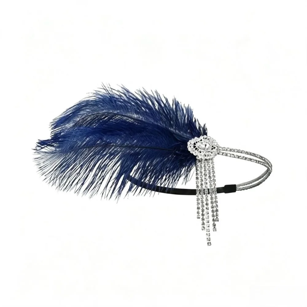 Accessories Glistening Feather Headband Retro Elegant Gatsby Headpiece Vintage with Tassel 1920s Headband Wedding