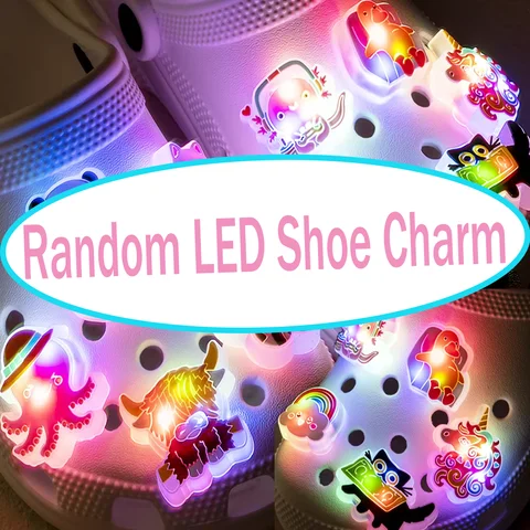 10-100PCS Random Classic LED Shoe Charms, Cute Animal Pin Accessories Suitable for Sandals, Cool Style Clog Buckle Decorations