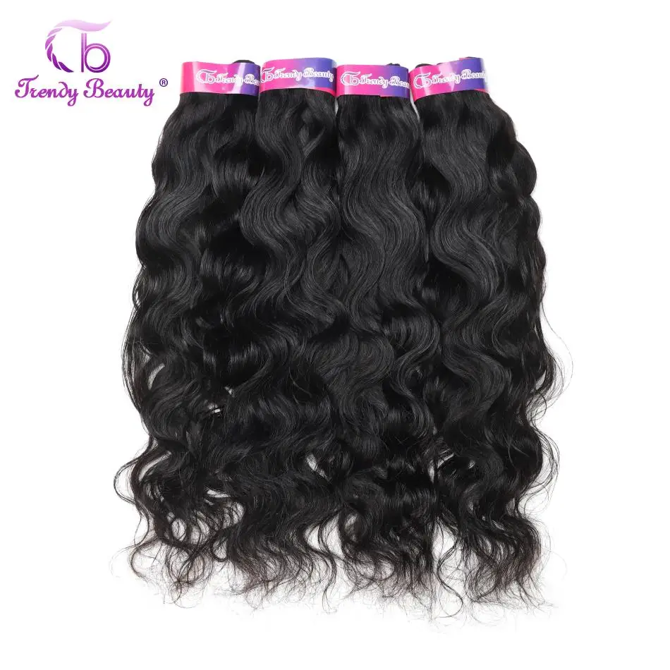 Indian Natural Wave Hair 1/3/4 Bundles Hair Extensions Human Hair Double Wefts Can Be Dyed 30 Inches Indian Natural Wave Hair