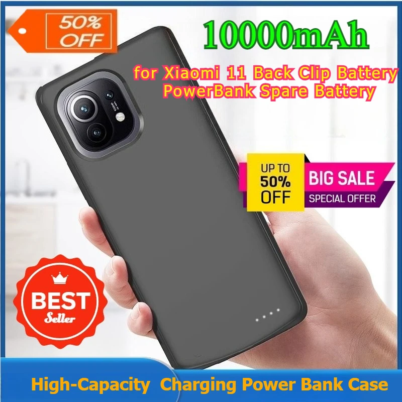 

10000mAh External Battery Charger Case for Xiaomi Mi 11 Back Clip Battery Power Bank Portable Charger Spare Battery