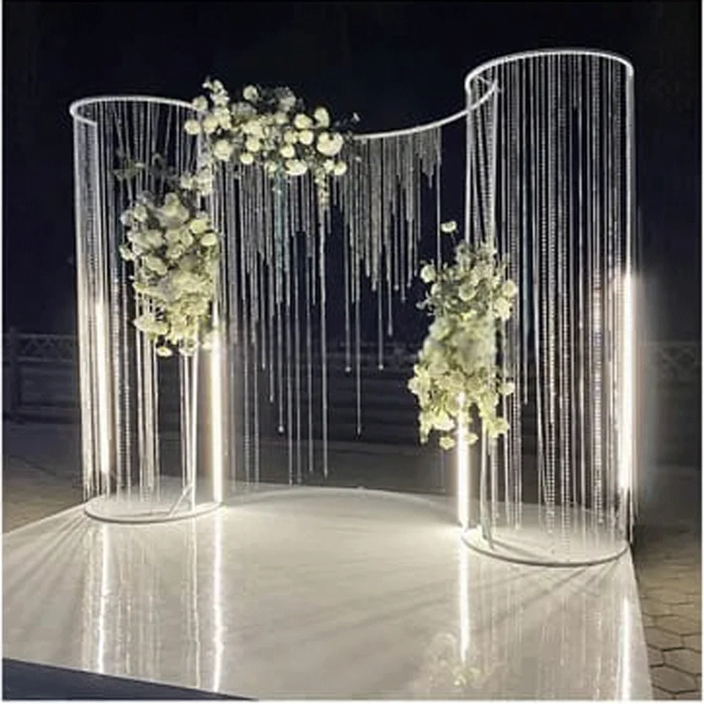 Shiny Gold Baby Shower Arch Wedding Decoration Metal Flower Backdrop Arch For Party