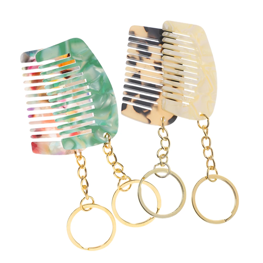 

4 Pcs Mini Comb Keychain Decorative Hair Leopard Print Fashionable Acetate Sheet