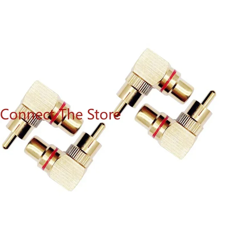 2PCS 90-degree Right-angle All-copper Gold-plated Lotus Elbow Audio And Video Adapter RCA Male To Female AV