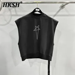 HKSH Men's Tide Dark 2024 Spring Summer New Trendy Loose Vest Simple Star Print Tank Tops Cotton Thick Sleeveless T-shirt HK2026