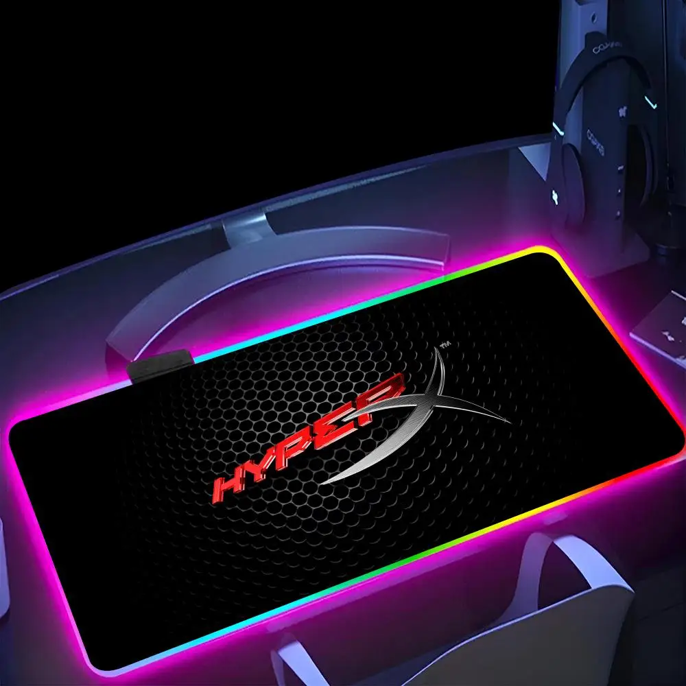 H-HyperXES video game Mouse Pad RGB Pc Mouse Pad Mousepad LED Glowing Mouse Mats Rubber Gaming Computer Mausepad