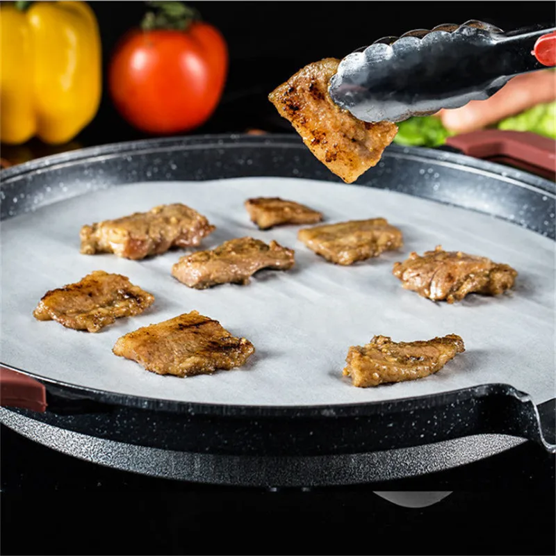 100 Pcs Round Double-sided Silicone Oil Paper Barbecue Oven Non-Stick Papers Oil-Proof Baking Cake Pan Liner