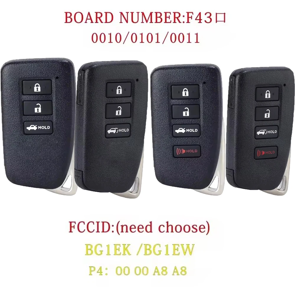 KEYECU Replacement keyless Smart Remote key 433MHZ for Lexus ES GS IS350 LX560 LX570  F43 61A951-0020 Board FCC ID BG1EW BG1EK