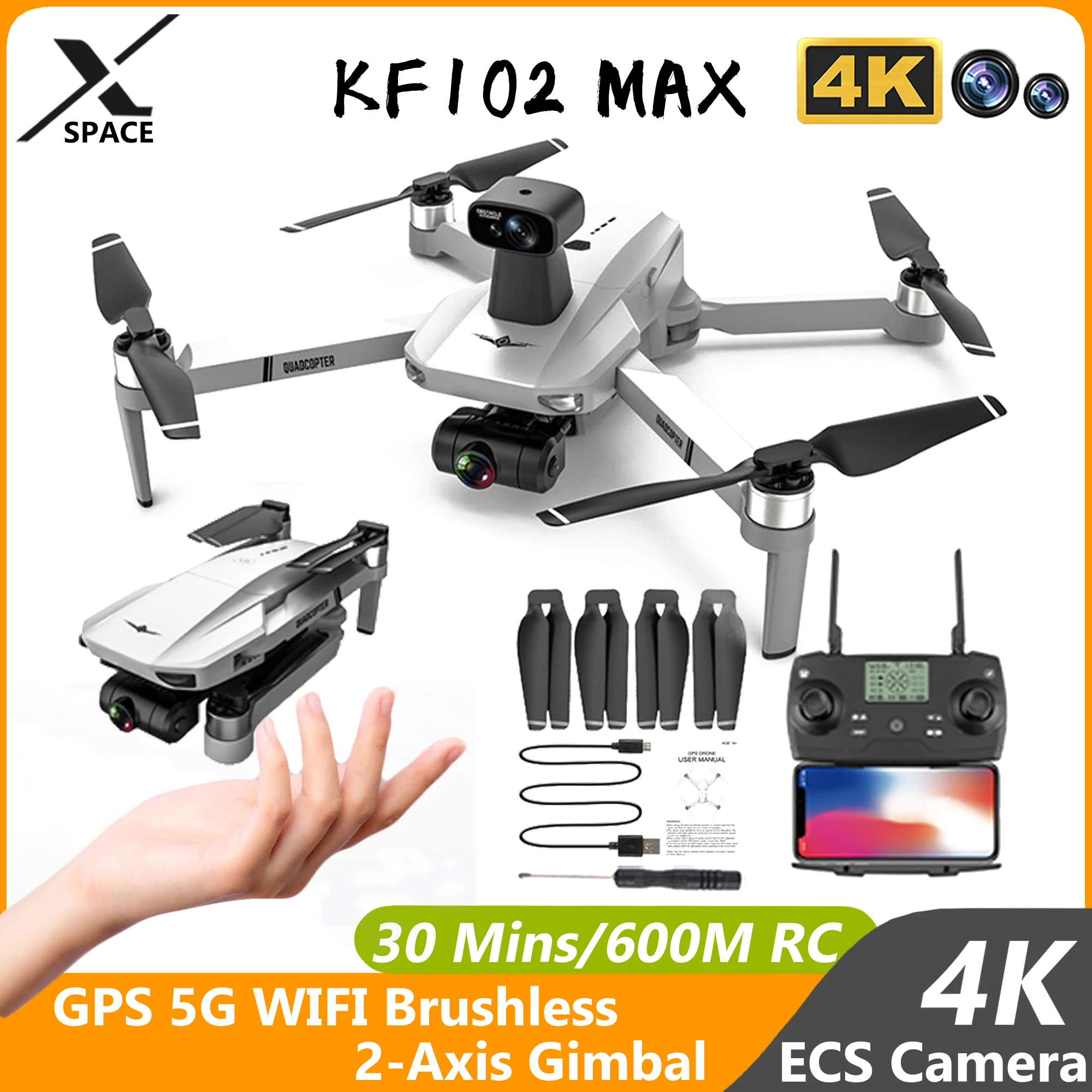 New Drone KF102 Max 4K HD GPS Professional FPV Camera 2 Axis Gimbal Brushless Motor Quad Rotor Anti-shake RC Aircraft Dron Toys