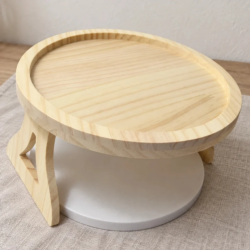 Foldable Wooden Sofa Armrest Tray - Clip-On Couch Arm Table with Anti-Slip Design for Drinks, Snacks & Remote