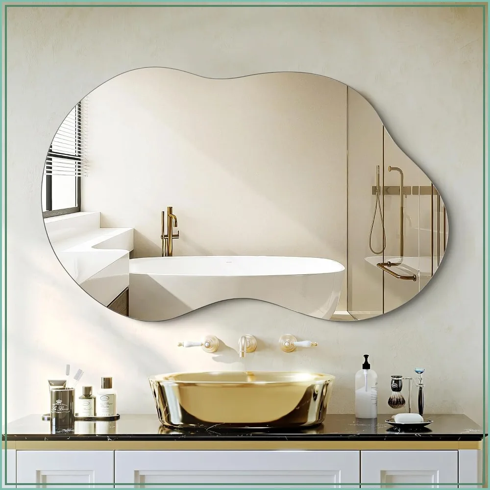 Frameless Wall Bathroom Mirror for Over Sink, 26x46 Inch Single Home Decor