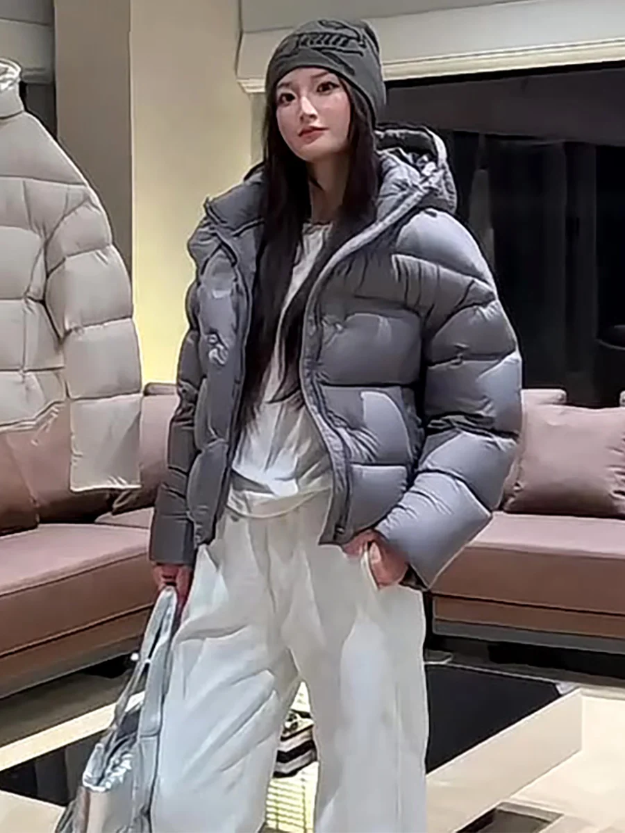 Azul Thiened ort down Jaet Mujer Invierno Casual Sle Suelto Blanco Du Feather Ropa de abrigo cálida con capucha Diseño a prueba de viento