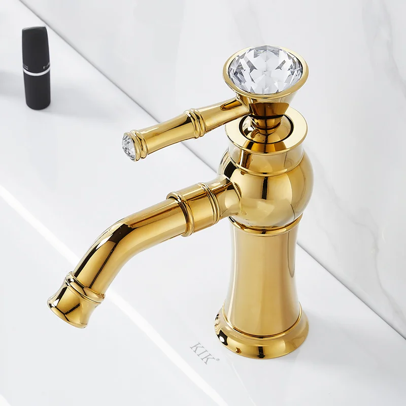 

Single hole basin faucet hot and cold brass undercounter basin antique crystal single handle faucet