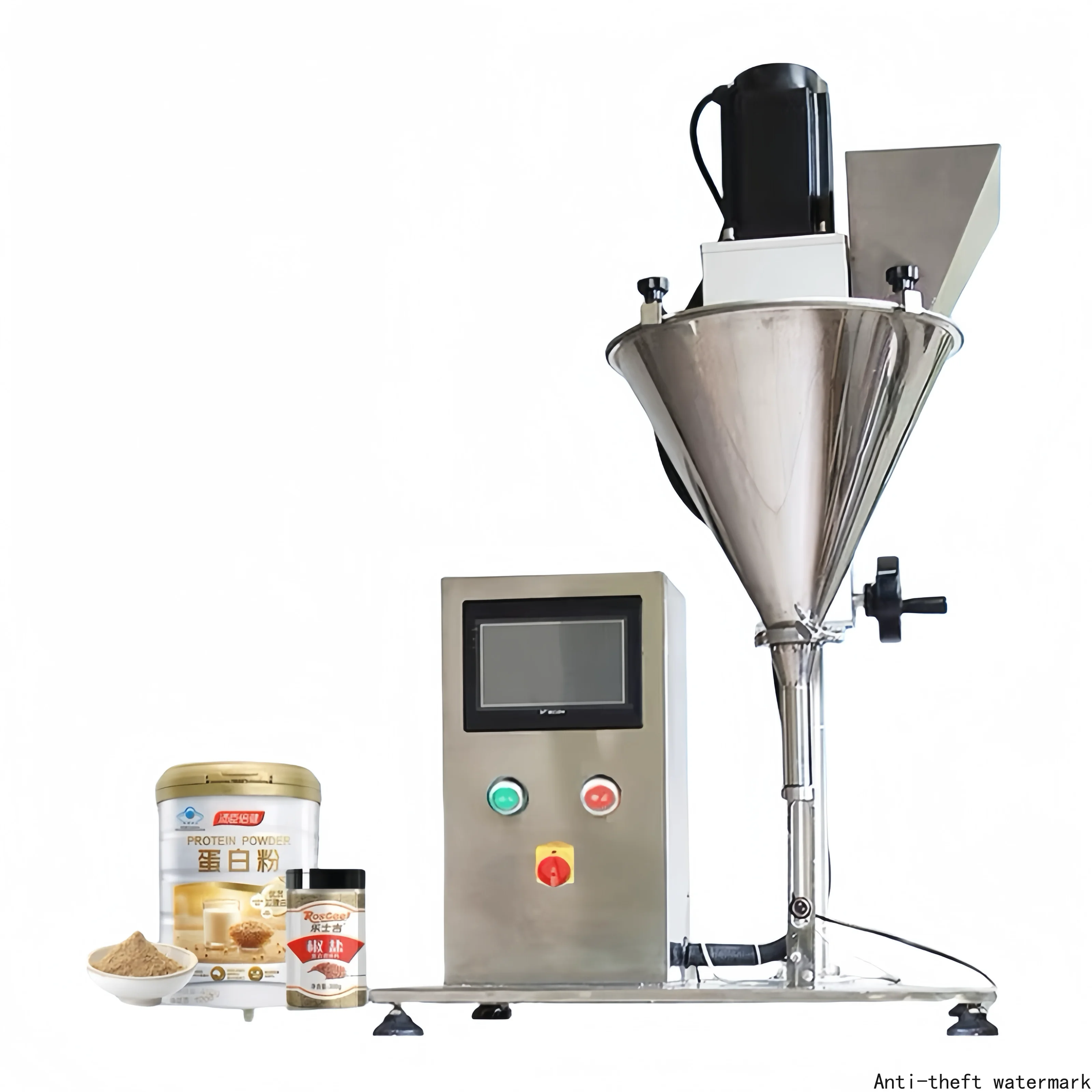 Semi Automatic Turmeric Auger Chemical Flour Starch Albumen Dry Powder Filler Screw Weighing Spice Jar Canning Filling Machine