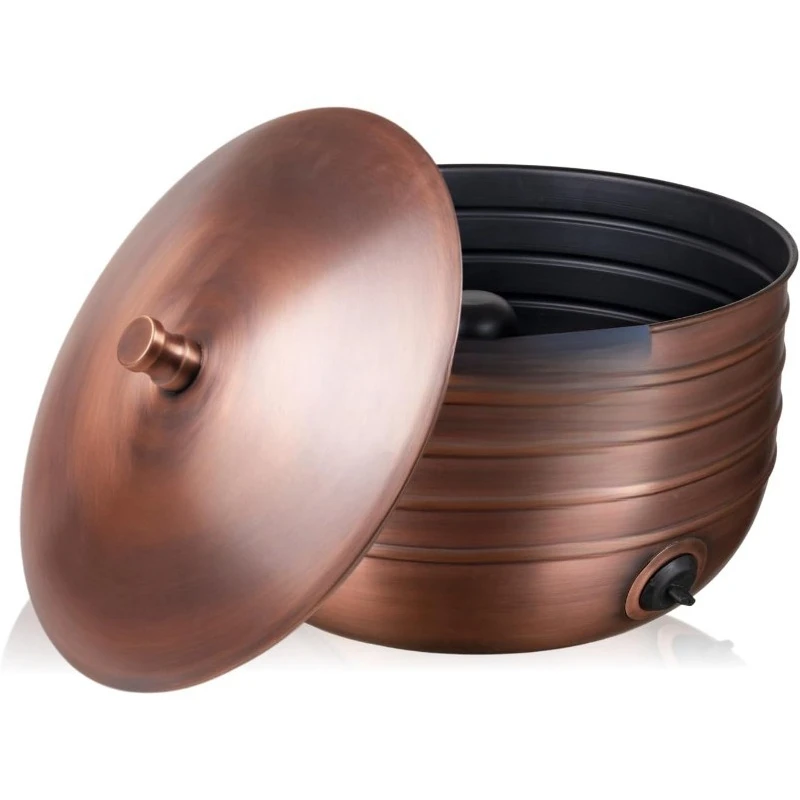 

Decorative Garden Hose Holder with Lid, Antique Copper Storage for Outdoor Use, 100 ft Water Hose Pot for Outside,