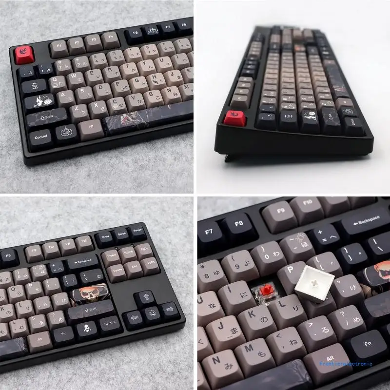 137 клавиш, колпачки для клавиш на тему Хэллоуина, профиль XDA, сублимационная краска, колпачки для клавиш из ПБТ для механической клавиатуры, раскладка ISO, 7u, разделенное пространство