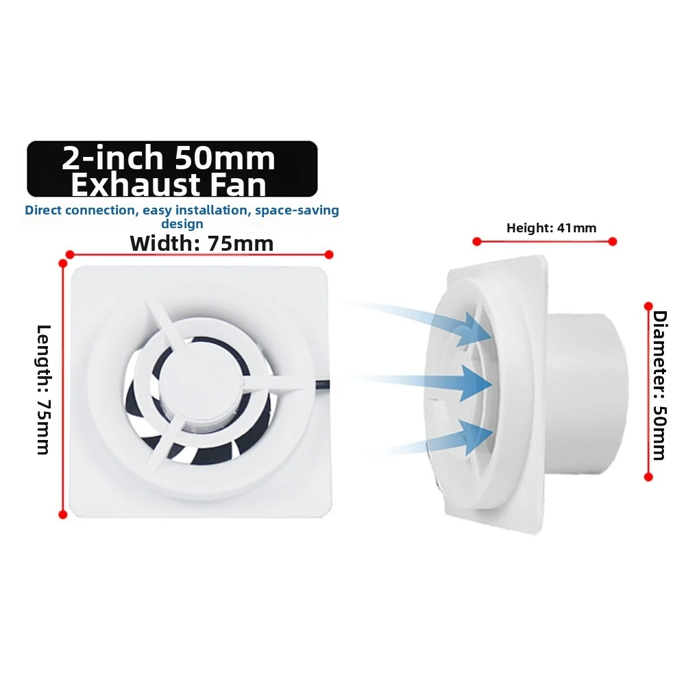 1Pc Energy Saving 12W 50mm Inline Air Blower High Efficiency Kitchen Air Exchange System Quiet Pipe Air Circulation Accessory