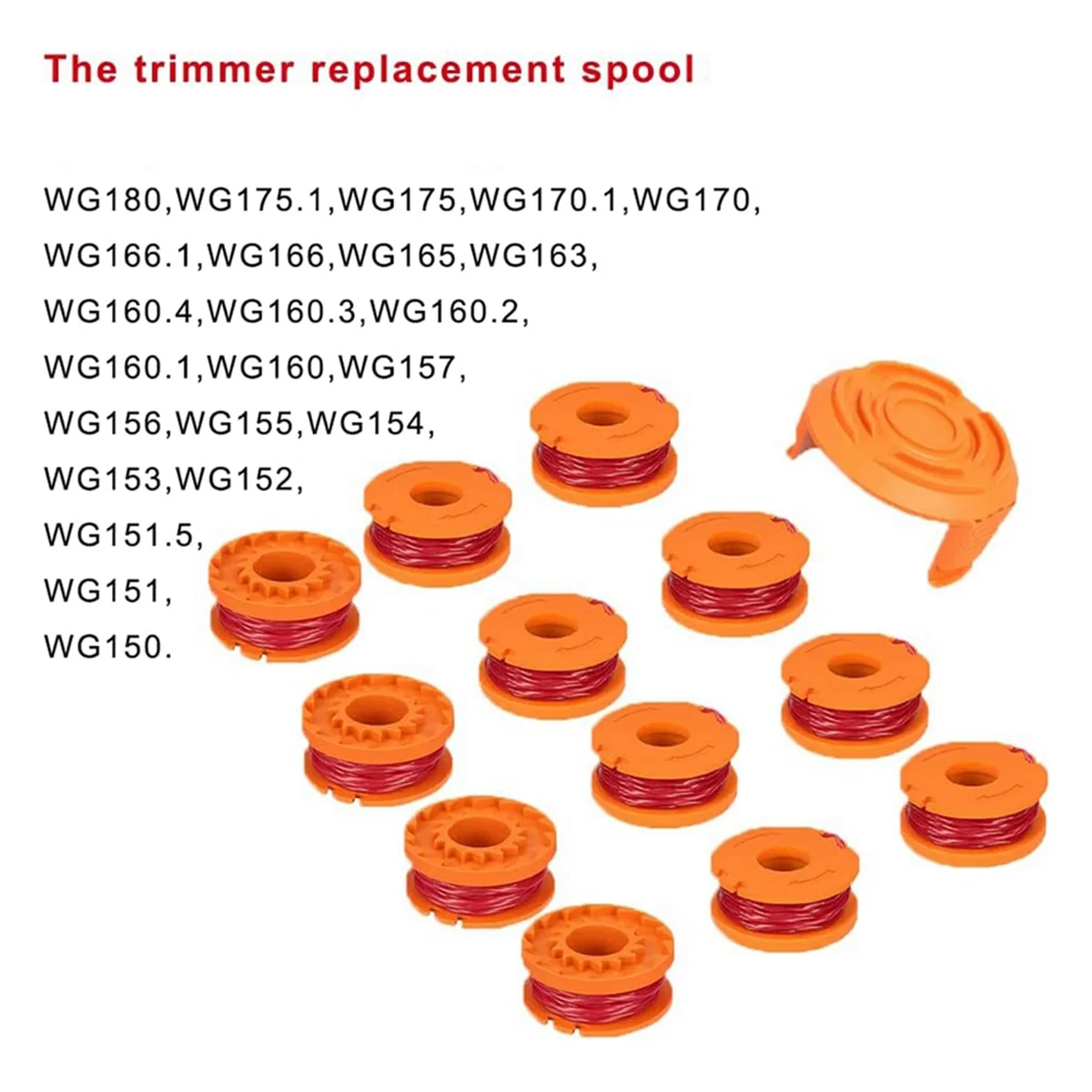 

BOFOF Line Spools, Edger Line Spools, Compatible with Worx Mowers, Lawn Mower Replacement Lines (12 Lines + 1 Cap)