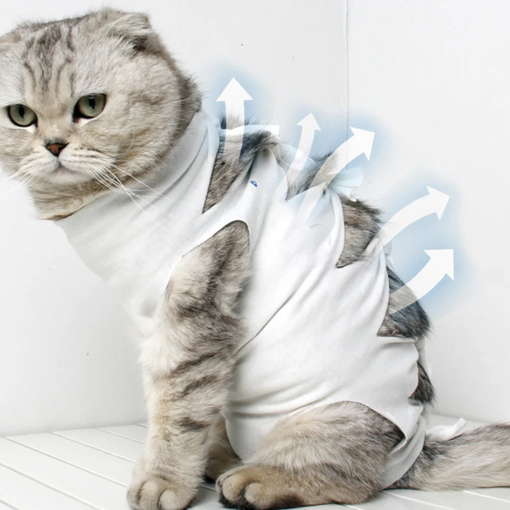 

Anti-licking Sterilization Suit Cat Recovery Clothes Close-fitting White for Pet