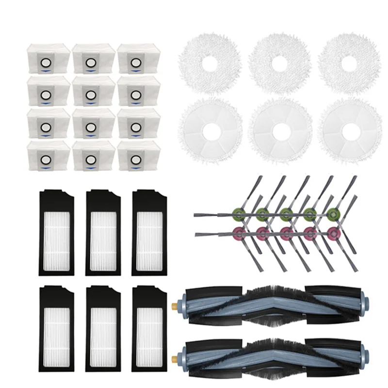 ملحقات استبدال ممسحة القماش وحقيبة الغبار لمرشح الفرشاة الجانبية الرئيسية للمكنسة الكهربائية Ecovacs Deebot X1 Omni Turbo