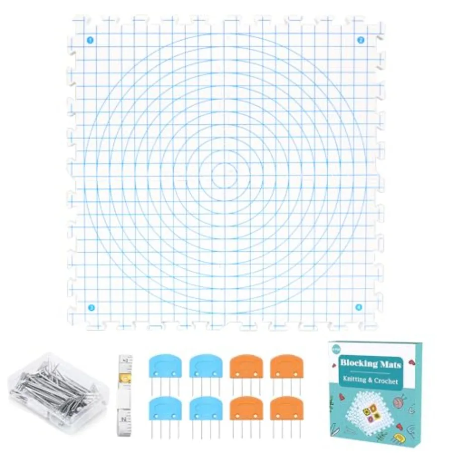 Yarniss Blocking Mats for Knitting and Crocheting - Extra Thick Blocking Boards with Grids