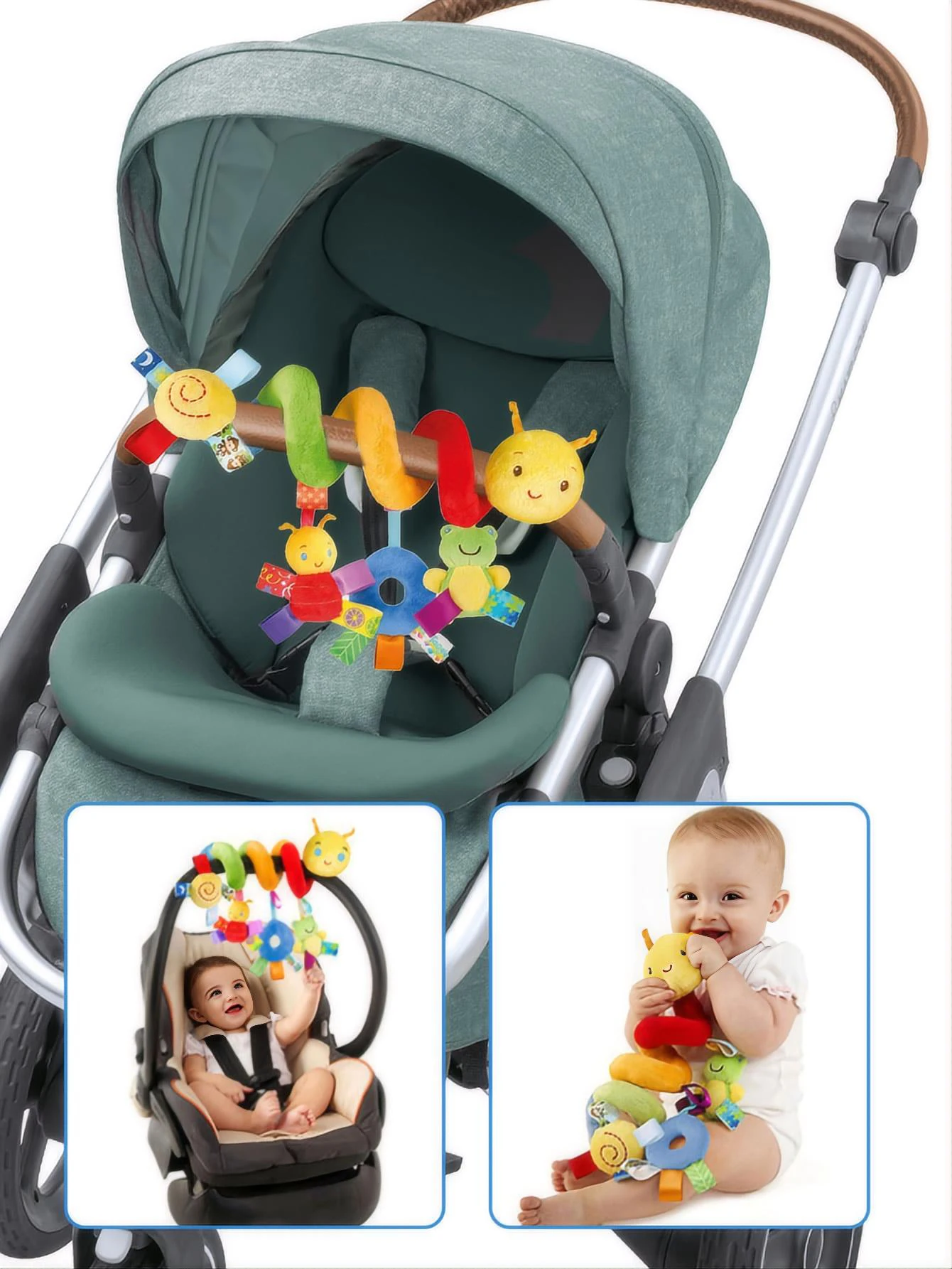 Buntes Etikettenbett für Kleinkinder und Babys von 0 bis 6 Monaten, hängendes Baby-Komfortspielzeug um das Bett, hängendes Spielzeug für den Autositz