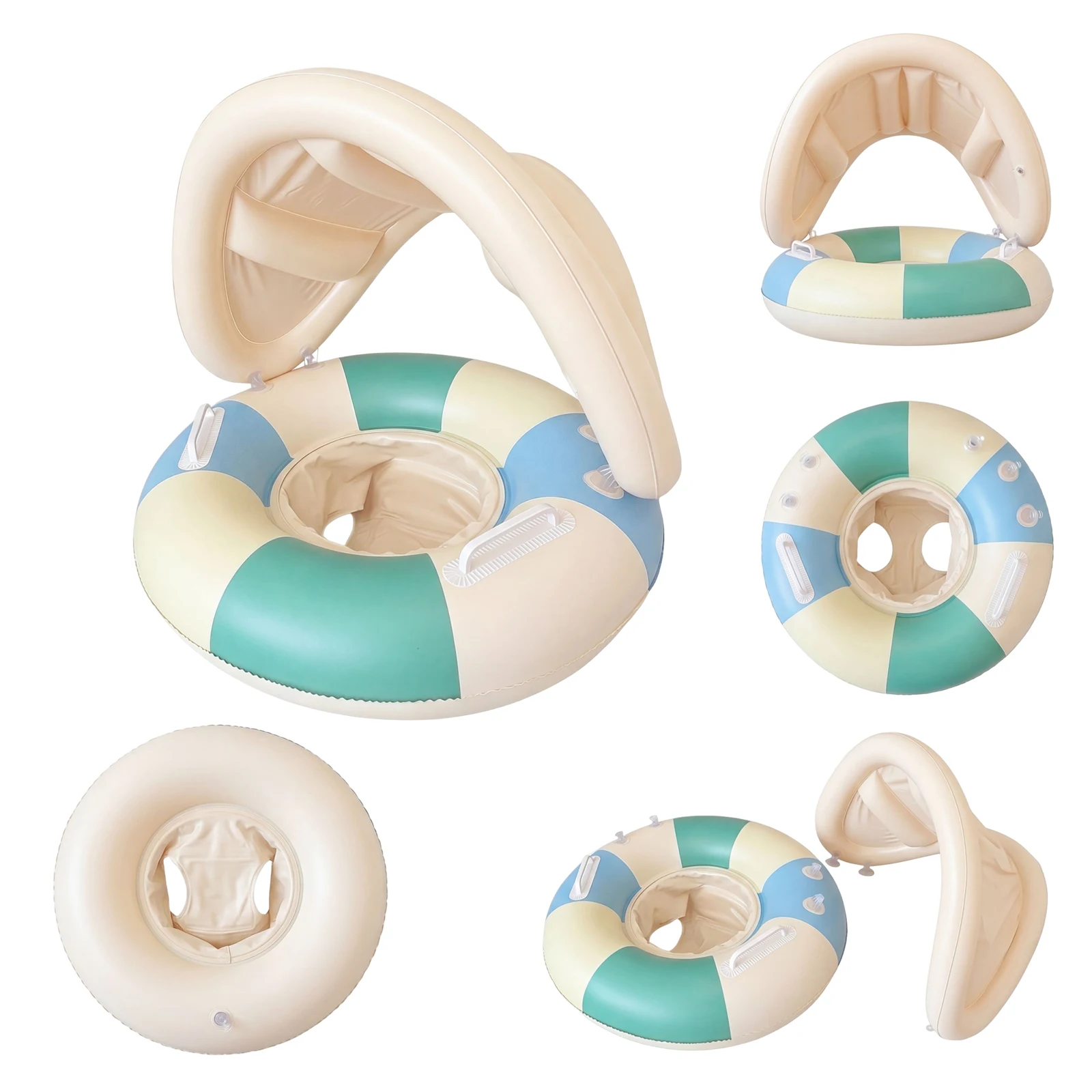 Cute Babies Pool Float Reusable Foldable Safety Seat Non-Leaking Thicken Safe Baby Swimming Floats for Summer Water Fun Play Use