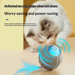 Juguete interactivo recargable para gatos con pluma, rodante