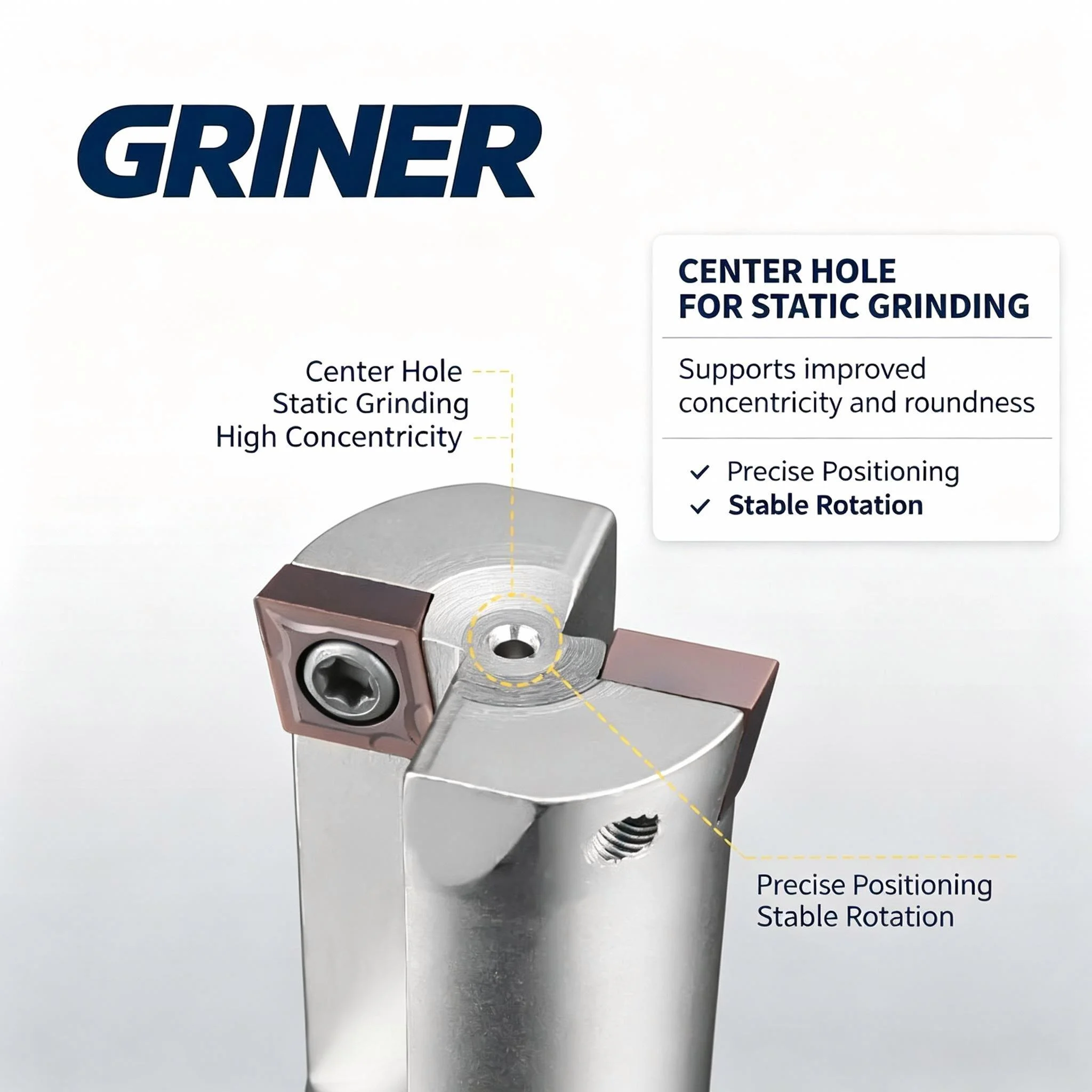 GRINER SB Double‑Edge Rough Boring Bar, Fixed Boring Cutter, Straight Shank Boring Bar for Inner Hole Machining