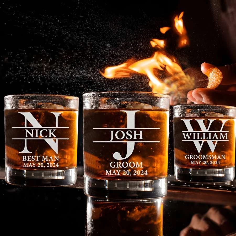 

1/2pcs Personalized Whiskey Glass Set for Groomsman Best Man Gift Luxury Whiskey Glass Custom Whiskey Glass Shot Glasses Wedding