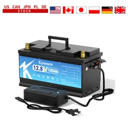 KEPWORTH New 12V 100Ah LiFePO4 Lithium Iron Phosphate Battery 1280Wh Lithium Iron For RV Campers Solar Golf Carts Marine