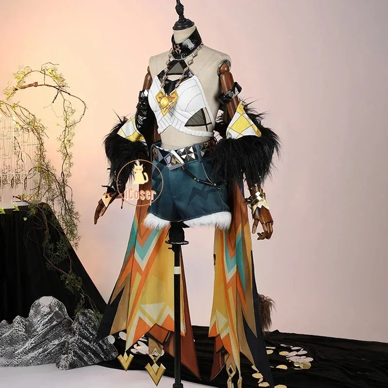 

25COSGenshin Impact Xilonen Cosplay Costume Wig Uniform Tail Headwear Rings Necklace Natlan Halloween Party for Women Props iCos