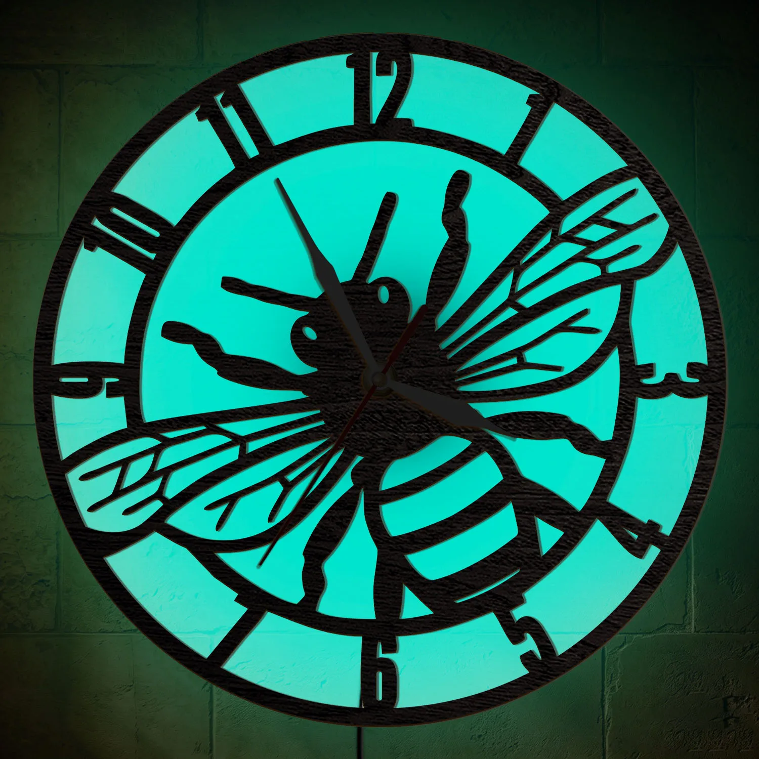 Honey Bee LED Backlit Wall Clock for Bee Farm Country Home Decor Apiarist Gardener Beekeeper Luminous Wall Clock Glow in Dark