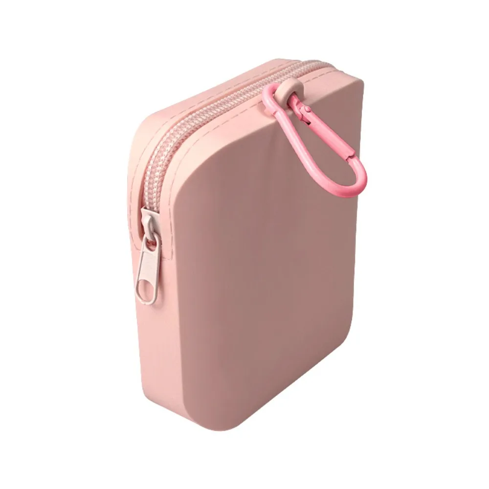 Solid Color Silicone Cosmetic Bag Rectangle Contrast Color Multifunction Storage Bag Coin Purse Large Capacity Small Item Bag